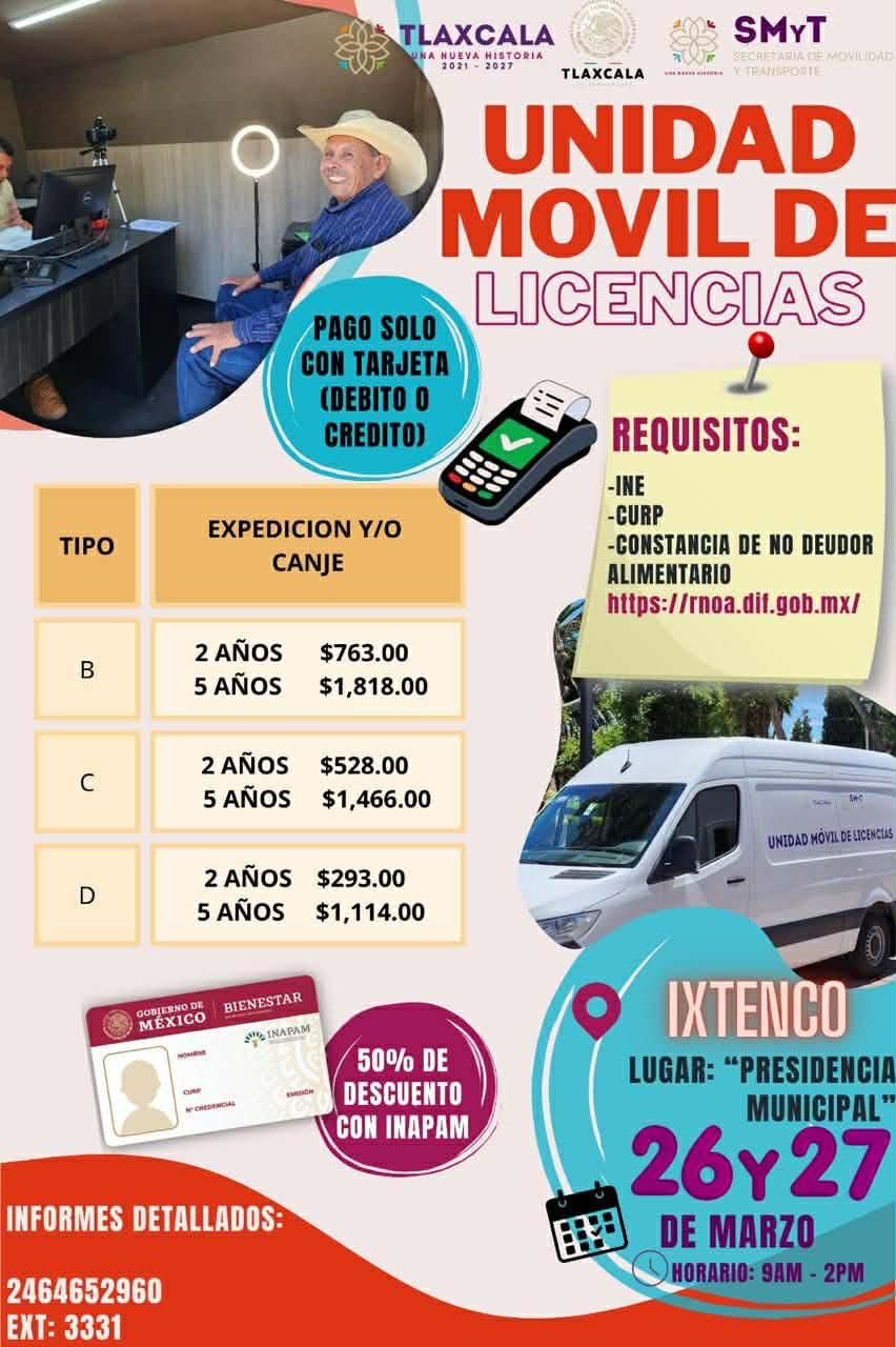 Unidad Móvil de Licencias llega a&nbsp;Ixtenco