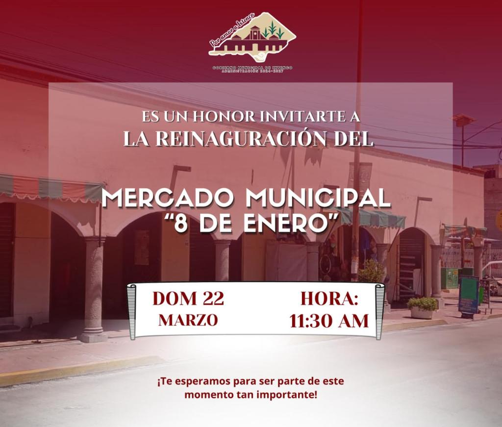 El próximo domingo se reactivará el Mercado Municipal “8 de Enero” en&nbsp;Ixtenco