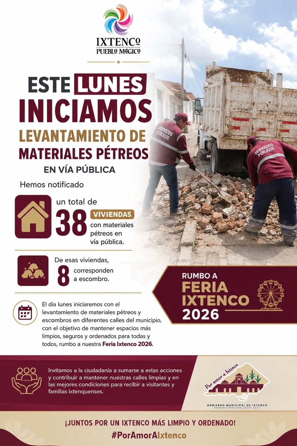 Mañana inicia levantamiento de materiales pétreos en&nbsp;Ixtenco