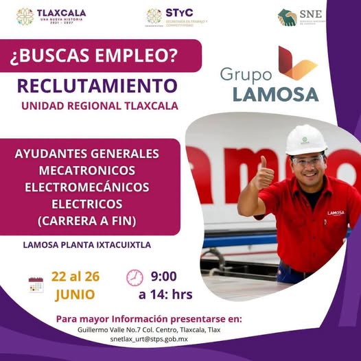 ¡Oportunidad de empleo para las y los habitantes de&nbsp;Totolac!